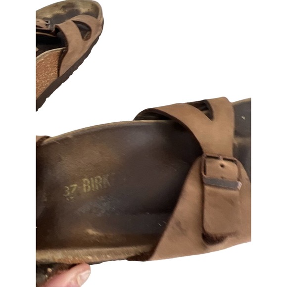 Birkenstock Milano Brown Leather Ankle Strap Buckle Sandals Size 37 LS - Picture 7 of 9